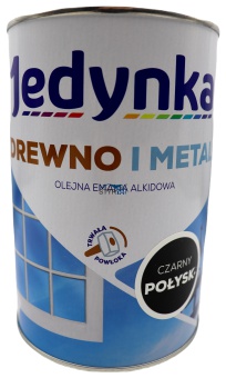 FARBA JEDYNKA DO DREWNA METALU CZARNY POŁYSK 0,9L