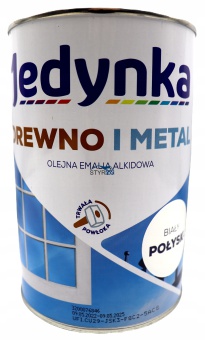FARBA JEDYNKA DO DREWNA I METALU BIAŁY POŁYSK 0,9L