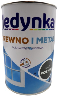 FARBA JEDYNKA DO DREWNA I METALU SZARY POŁYSK 0,9L