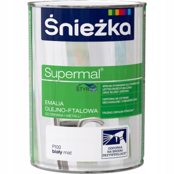 Emalia olejno-ftalowa Supermal do drewna i metalu 0,8 L biały mat ŚNIEŻKA