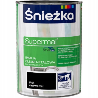 Farba do drewna i metalu 0,8 L Supermal ŚNIEŻKA czarny mat