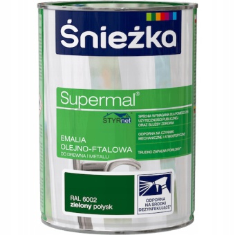 Farba do drewna i metalu zielony 0,8 L Supermal ŚNIEŻKA połysk