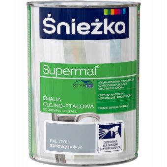 Farba do drewna i metalu Supermal 0,8L stalowy ŚNIEŻKA Emalia olejno-ftalowa