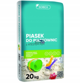 PIASEK DO PIASKOWNICY Z ATESTEM PZH 20kg marki SOBEX