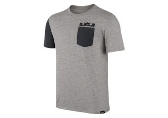 NIKE LEBRON JAMES SLEEVE BLOCK TEE GREY HEATHER