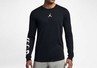 NIKE AIR JORDAN AIR UP LONG-SLEEVE DRI-FIT TEE BLACK