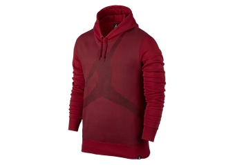 NIKE AIR JORDAN BRUSHED GRAPHIC 1 PULLOVER HOODIE GYM RED