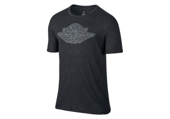 NIKE AIR JORDAN JSW ICONIC WINGS LOGO TEE BLACK HEATHER