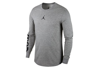 NIKE AIR JORDAN AIR UP LONG-SLEEVE DRI-FIT TEE DARK GREY HEATHER
