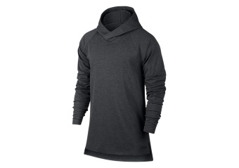 NIKE 23 LUX L/S HOODED REGLAN TOP CHARCOAL HEATHR/BLACK
