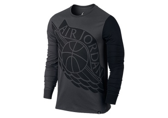 NIKE AIR JORDAN STRETCHED WINGS LONG-SLEEVE TEE ANTHRACITE