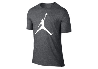 NIKE AIR JORDAN ICONIC JUMPMAN LOGO TEE CHARCOAL HEATHER