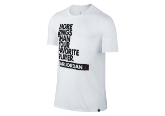 NIKE AIR JORDAN DRY MORE RINGS BASKETBALL TEE WHITE