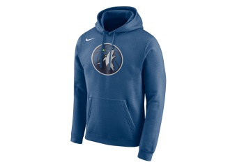 NIKE NBA MINNESOTA TIMBERWOLVES HOODIE CLUB LOGO COURT BLUE