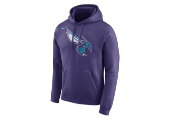 NIKE NBA CHARLOTTE HORNETS HOODIE CLUB LOGO NEW ORCHID