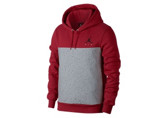 NIKE AIR JORDAN FLIGHT FLEECE CEMENT PULLOVER HOODIE GYM RED