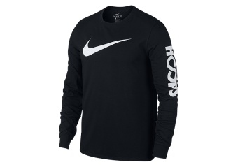 NIKE DRY SWOOSH HOOPS LONG-SLEEVE TEE BLACK