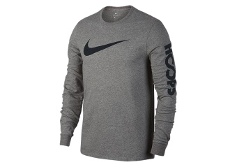 NIKE DRY SWOOSH HOOPS LONG-SLEEVE TEE DARK GREY HEATHER