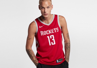 NIKE NBA HOUSTON ROCKETS JAMES HARDEN SWINGMAN JERSEY ROAD UNIVERSITY RED