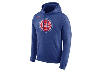 NIKE NBA DETROIT PISTONS CLUB LOGO HOODIE RUSH BLUE