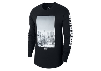 NIKE AIR JORDAN SPORTWEAR 'CITY OF FLIGHT' PHOTO LONG-SLEEVE TEE BLACK