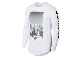 NIKE AIR JORDAN SPORTSWEAR CITY OF FLIGHT PHOTO LONG-SLEEVE TEE WHITE