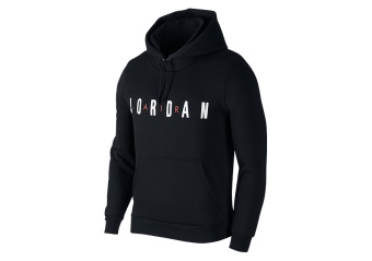 NIKE AIR JORDAN FLIGHT FLEECE AIR PULLOVER HOODIE BLACK