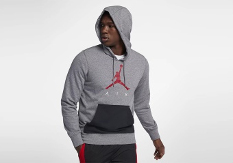 NIKE AIR JORDAN SPORTSWEAR JUMPMAN AIR LIGHTWEIGHT HOODIE CARBON HEATHER