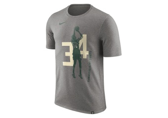 NIKE NBA GIANNIS ANTETOKOUNMPO MILWAUKEE BUCKS TEE DARK GREY HEATHER