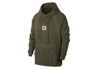 NIKE AIR JORDAN SPORTSWEAR WINGS WASHED FLEECE PULLOVER OLIVE CANVAS