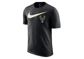 NIKE NBA MILWAUKEE BUCKS SWOOSH LOGO DRY TEE BLACK
