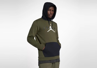 NIKE AIR JORDAN SPORTSWEAR JUMPMAN AIR FLEECE PULLOVER OLIVE CANVAS