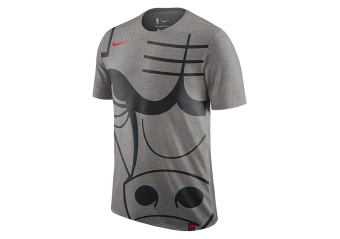 NIKE NBA CHICAGO BULLS LOGO TEE DARK GREY HEATHER