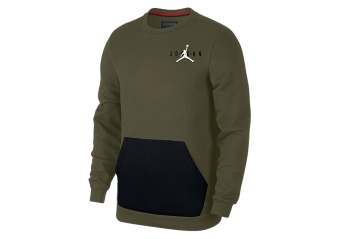 NIKE AIR JORDAN SPORTSWEAR JUMPMAN AIR FLEECE CREW OLIVE CANVAS