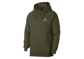 NIKE AIR JORDAN SPORTSWEAR JUMPMAN FLEECE PULLOVER OLIVE CANVAS
