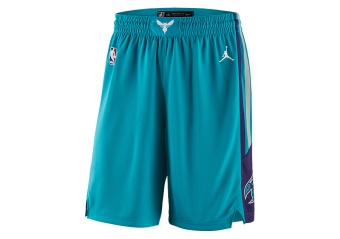 NIKE AIR JORDAN NBA CHARLOTTE HORNETS SWINGMAN ROAD SHORTS RAPID TEAL
