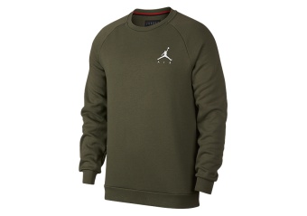 NIKE AIR JORDAN JUMPMAN FLEECE CREW OLIVE CANVAS