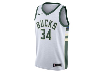 NIKE NBA MILWAUKEE BUCKS GIANNIS ANTETOKOUNMPO SWINGMAN HOME JERSEY WHITE