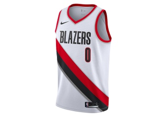 NIKE NBA PORTLAND TRAIL BLAZERS DAMIAN LILLARD SWINGMAN HOME JERSEY WHITE