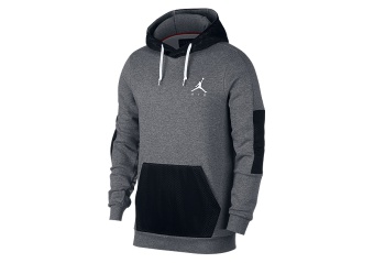 NIKE AIR JORDAN JUMPMAN HYBRID FLEECE PULLOVER CARBON HEATHER