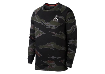 NIKE AIR JORDAN JUMPMAN AIR CAMO FLEECE CREW BLACK