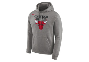 NIKE NBA CHICAGO BULLS LOGO HOODIE DARK GREY HEATHER