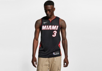 NIKE NBA MIAMI HEAT DWYANE WADE SWINGMAN ROAD JERSEY BLACK