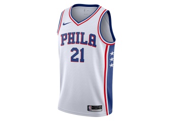 NIKE NBA PHILADELPHIA 76ERS JOEL EMBIID SWINGMAN HOME JERSEY WHITE