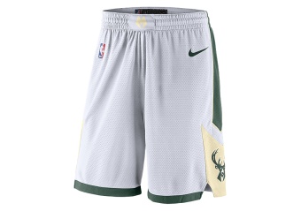 NIKE NBA MILWAUKEE BUCKS SWINGMAN HOME SHORTS WHITE