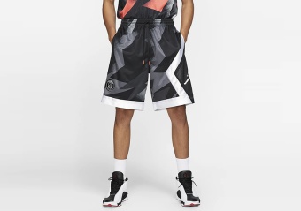 NIKE AIR JORDAN PSG PARIS SAINT-GERMAIN BLOCKED DIAMOND SHORTS BLACK