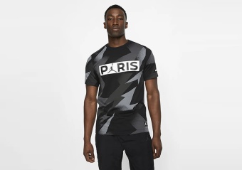NIKE AIR JORDAN PSG PARIS SAINT-GERMAIN JOCK TAG TEE BLACK