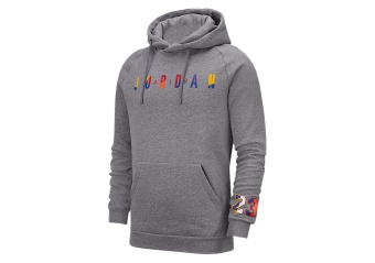 NIKE AIR JORDAN DNA PULLOVER FLEECE HOODIE CARBON HEATHER