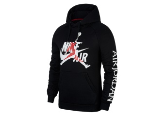 NIKE AIR JORDAN JUMPMAN CLASSICS FLEECE PULLOVER HOODIE BLACK