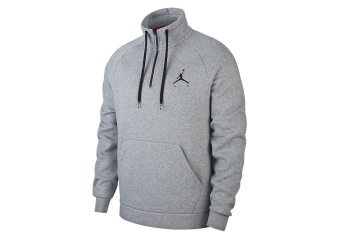 NIKE AIR JORDAN JUMPMAN 1/2 ZIP FLEECE TOP CARBON HEATHER